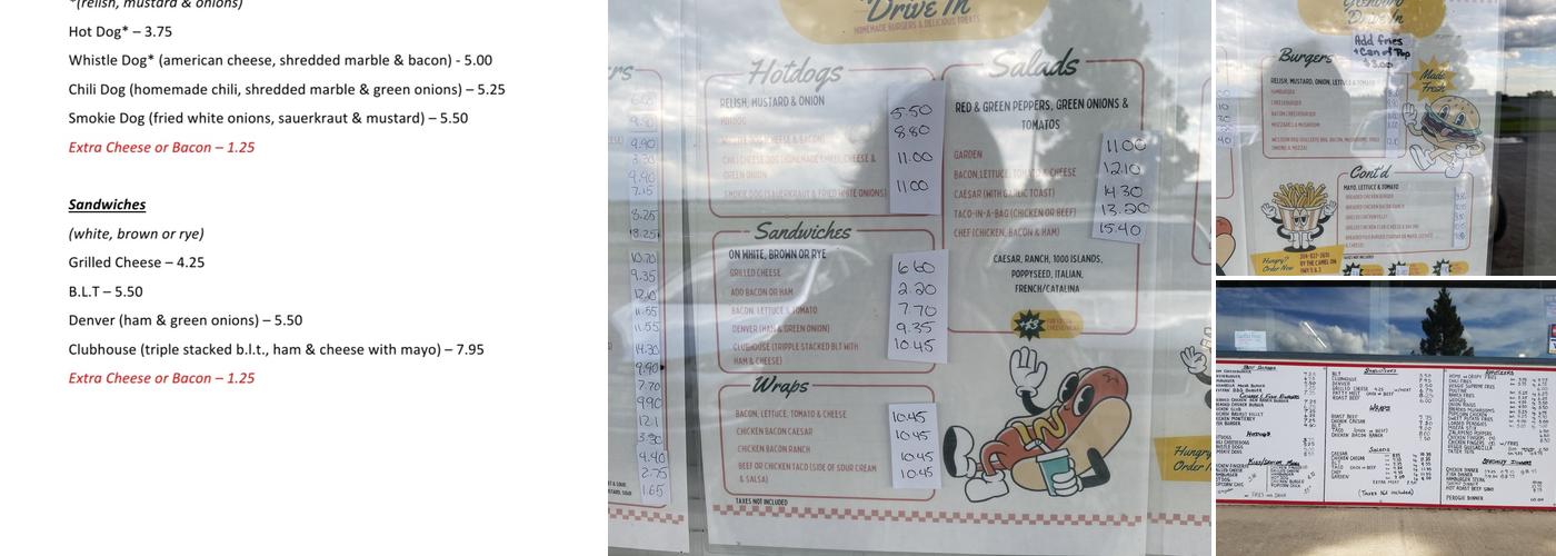 Glenboro Drive In Menu
