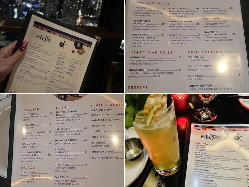 Skye Lounge Menu