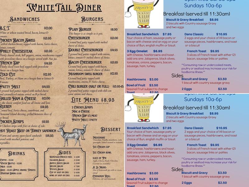 Whitetail Diner Menu