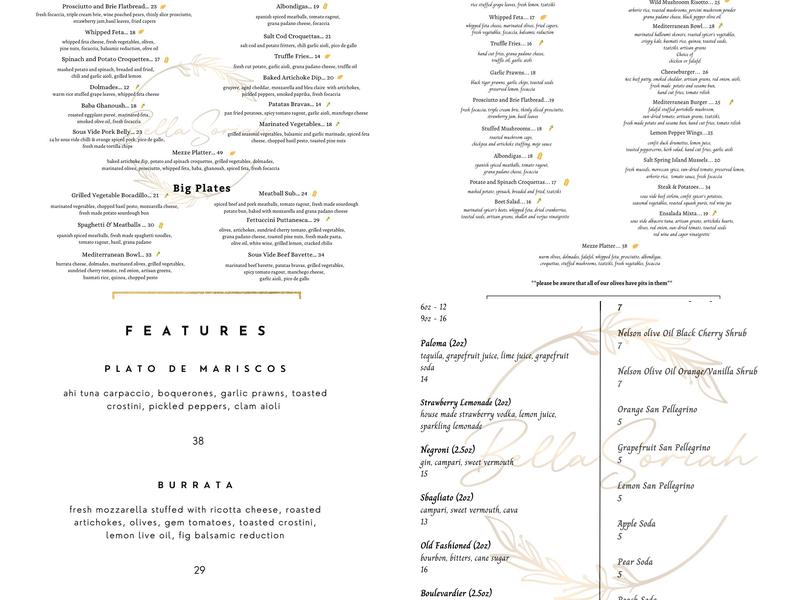 Bella Soriah Menu