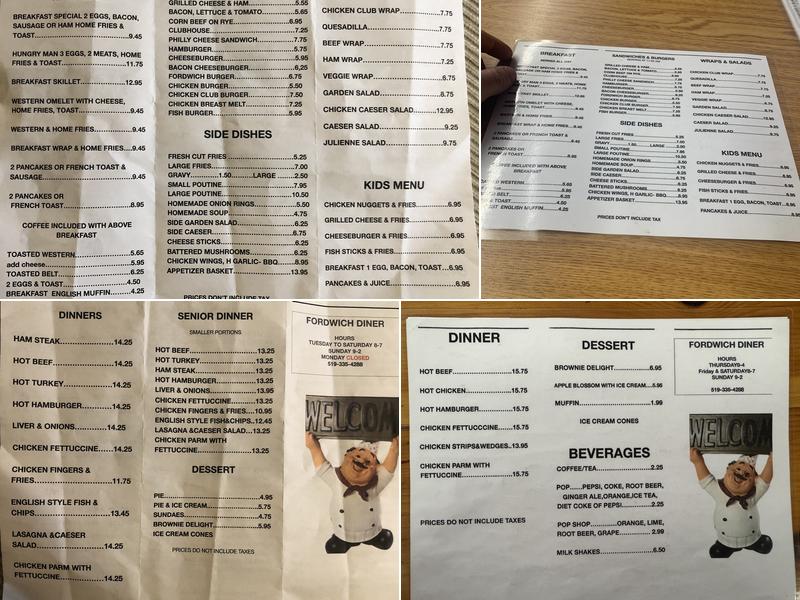 Fordwich Diner Menu