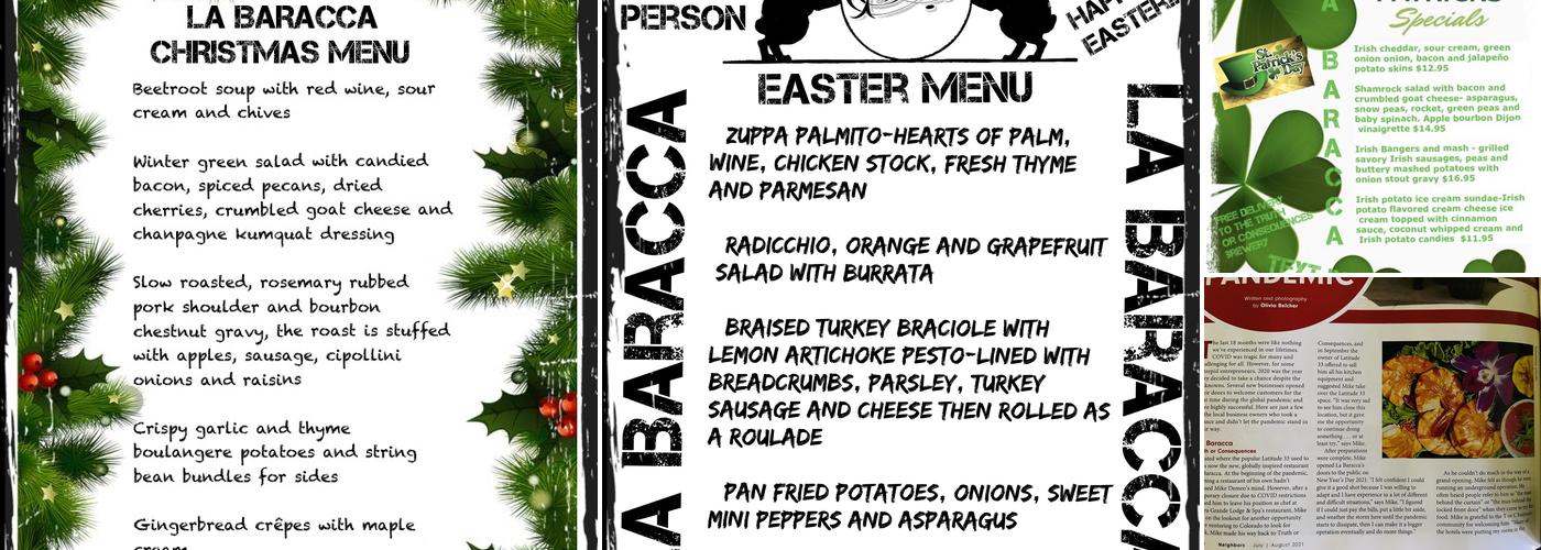 La Baracca Menu
