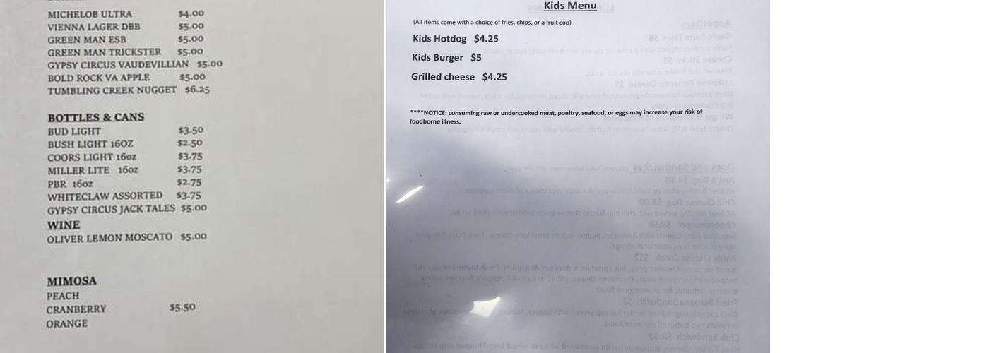 Tavern 13 Menu