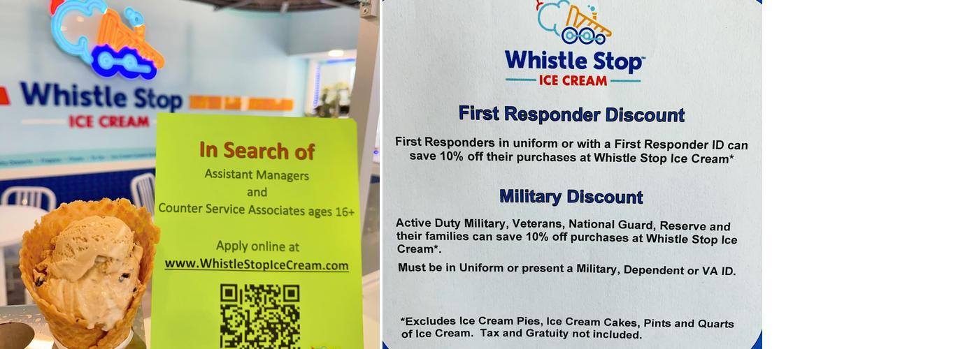 Whistle Stop Ice Cream Menu