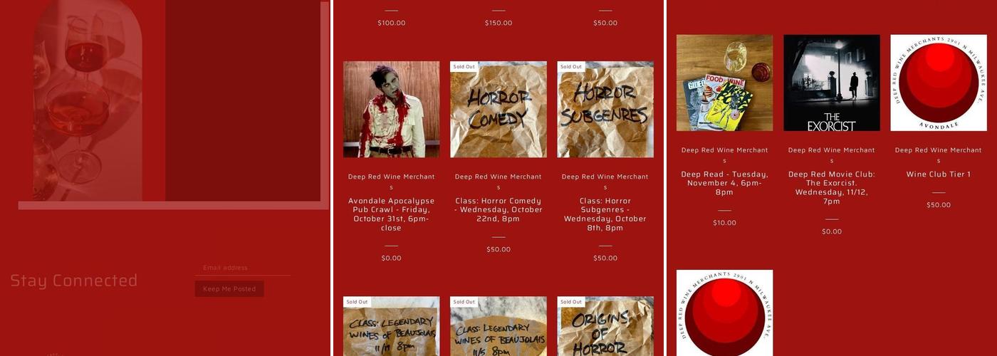 Deep Red Wine Merchant Menu