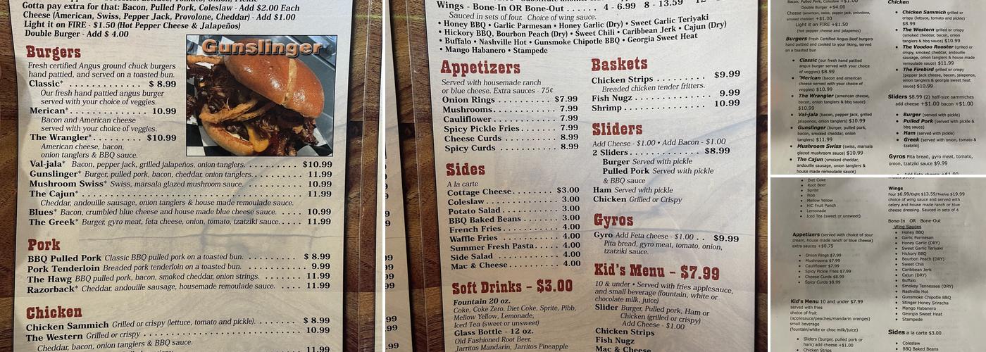 Buffalo Joe's Roadhouse Menu