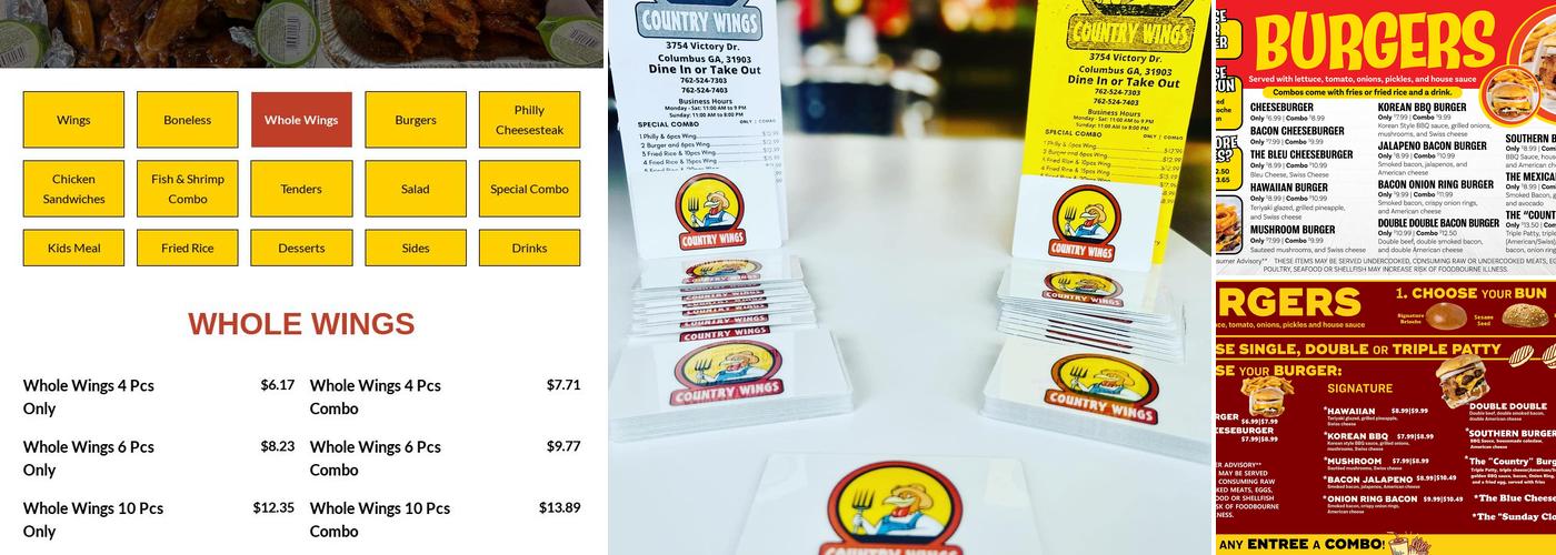 Country Wings Menu