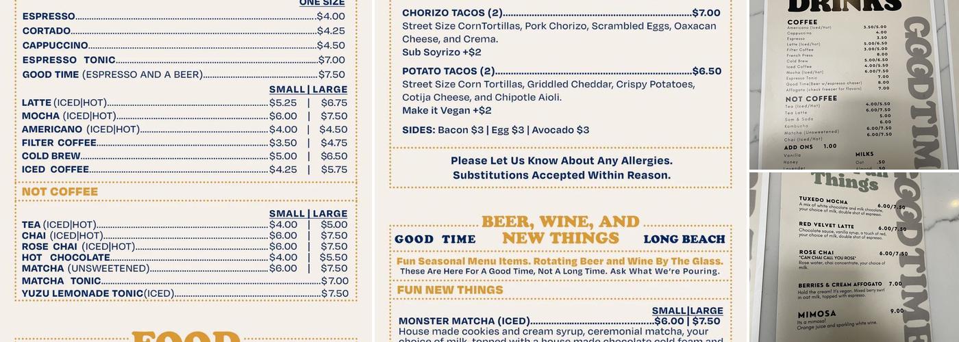 Good Time Menu