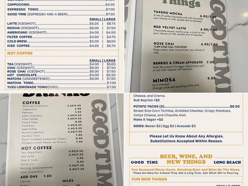 Good Time Menu