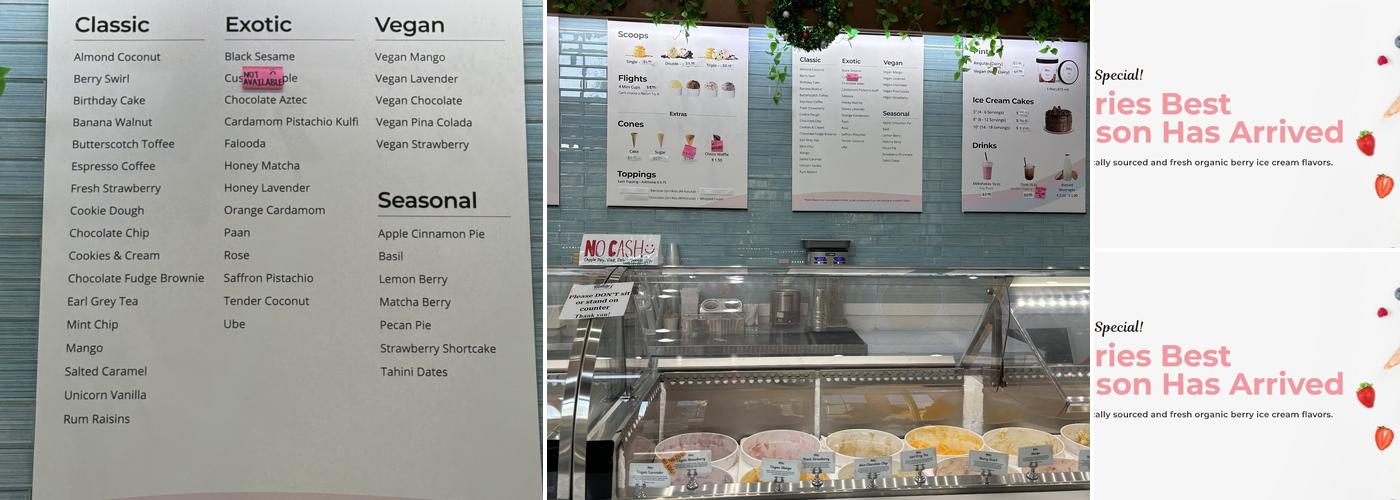 Nature's Organic Ice Cream Menu