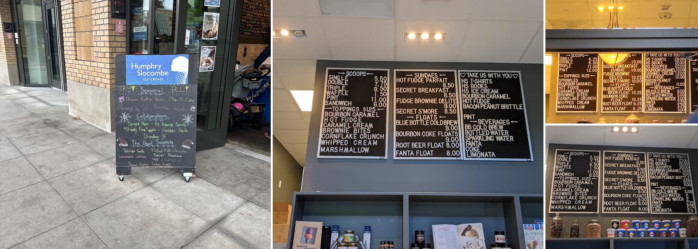 Humphry Slocombe Redwood City Menu