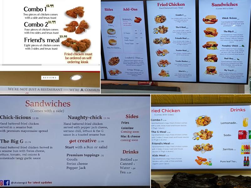 Chicken G's Menu