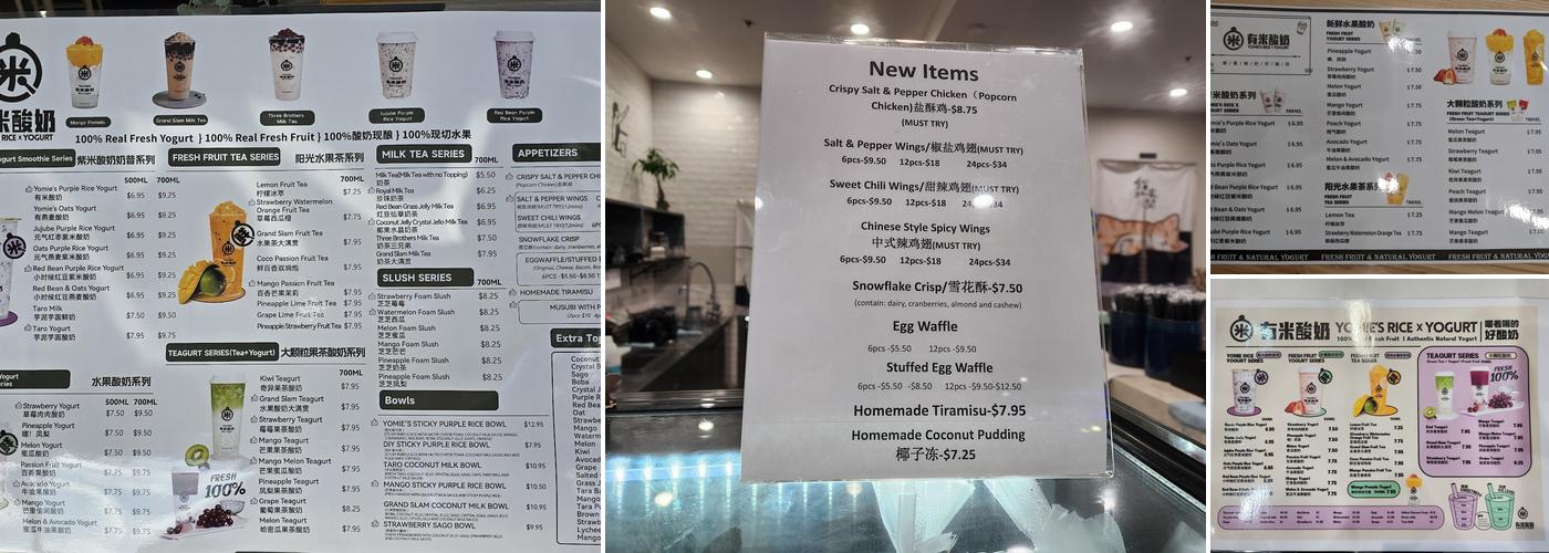 Yomie's Rice x Yogurt-Denver Menu