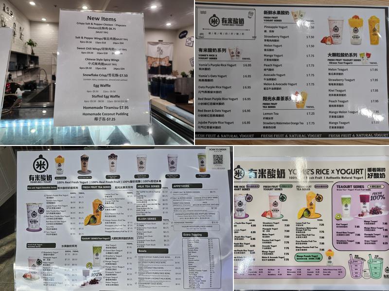 Yomie's Rice x Yogurt-Denver Menu
