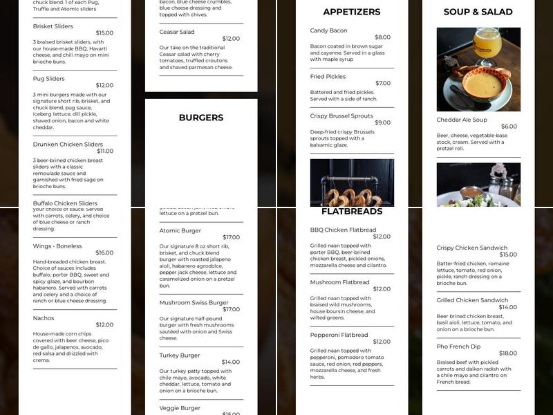 The Parched Pug Menu