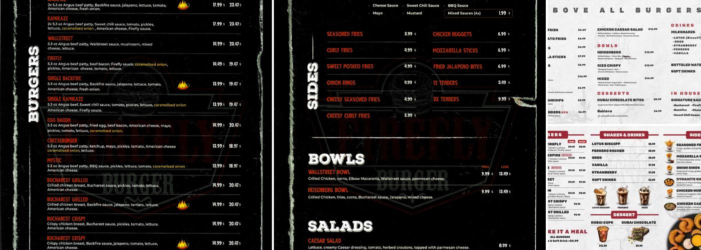 Firefly Burger Menu