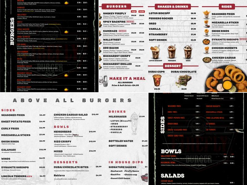 Firefly Burger Menu
