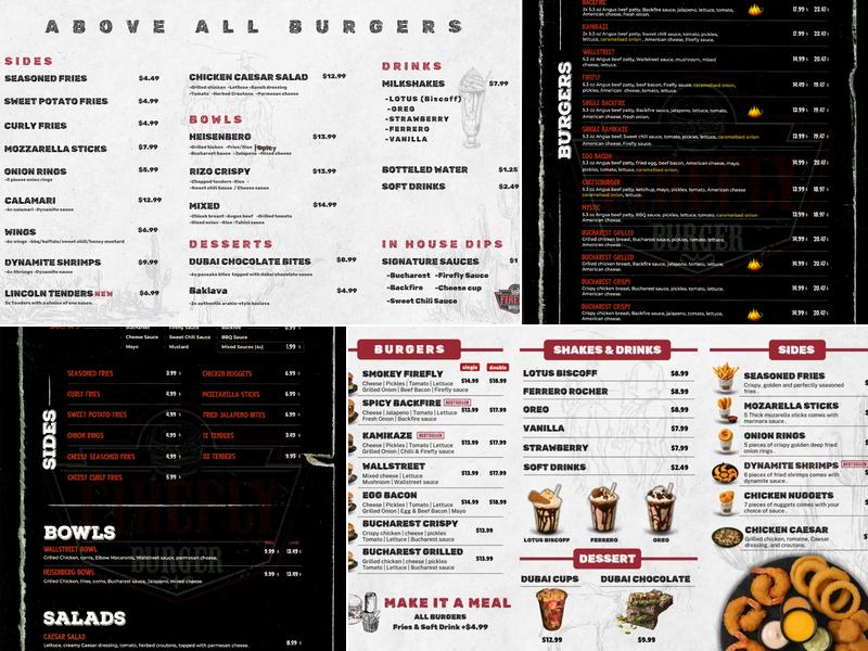 Firefly Burger Menu