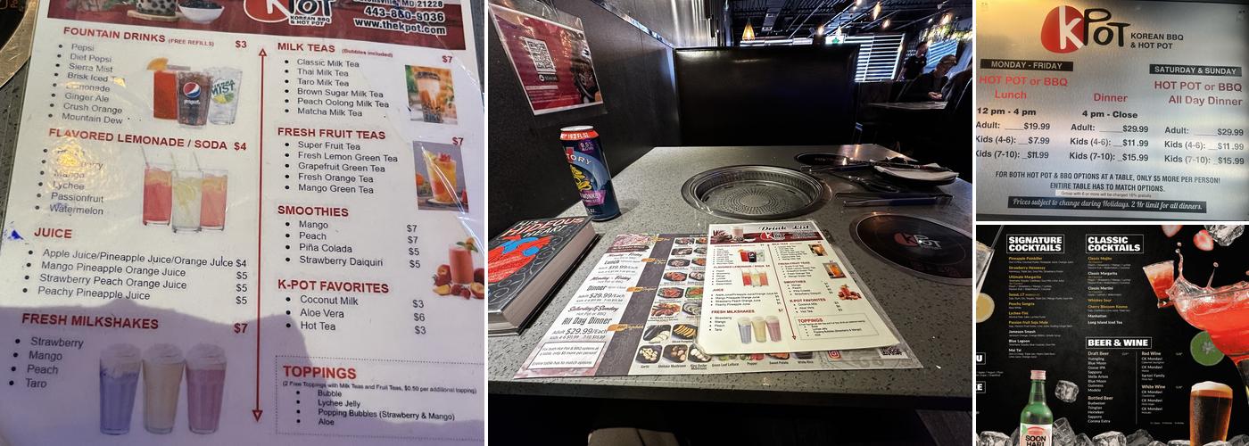 KPOT Korean BBQ & Hot Pot Menu