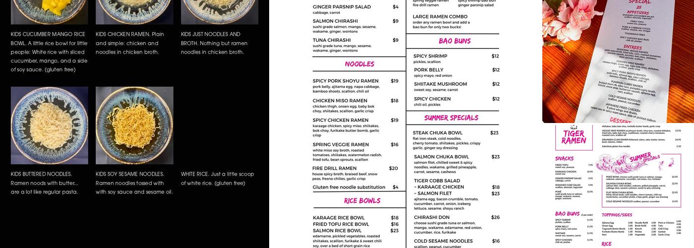 Tiger Ramen Menu