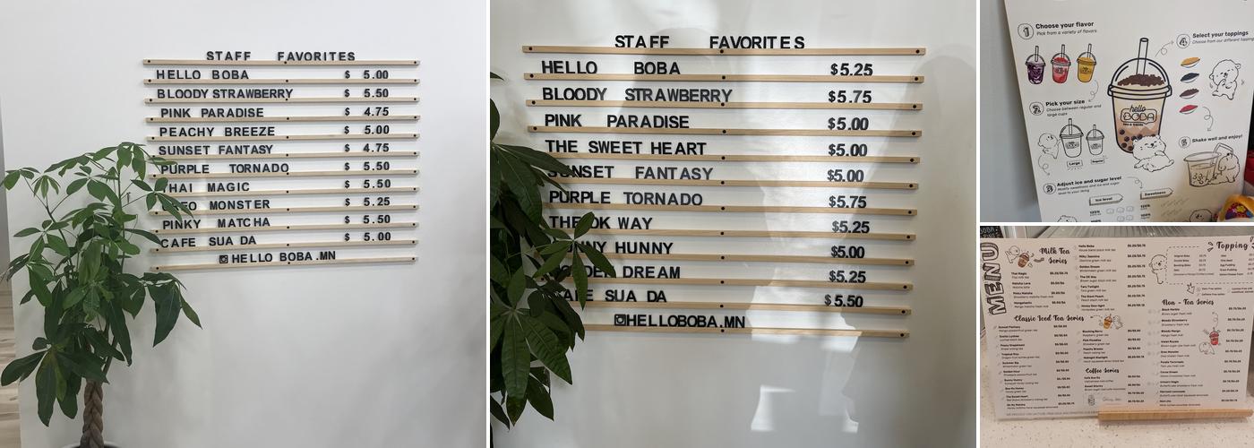Hello Boba Menu