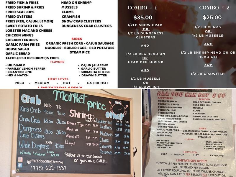 Mr. Crab Seafood Boils Menu