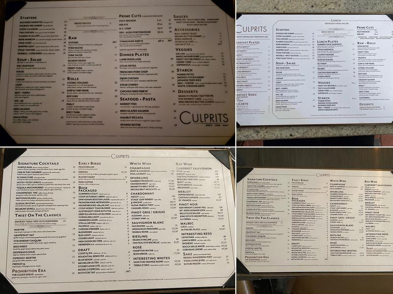 Culprits Menu