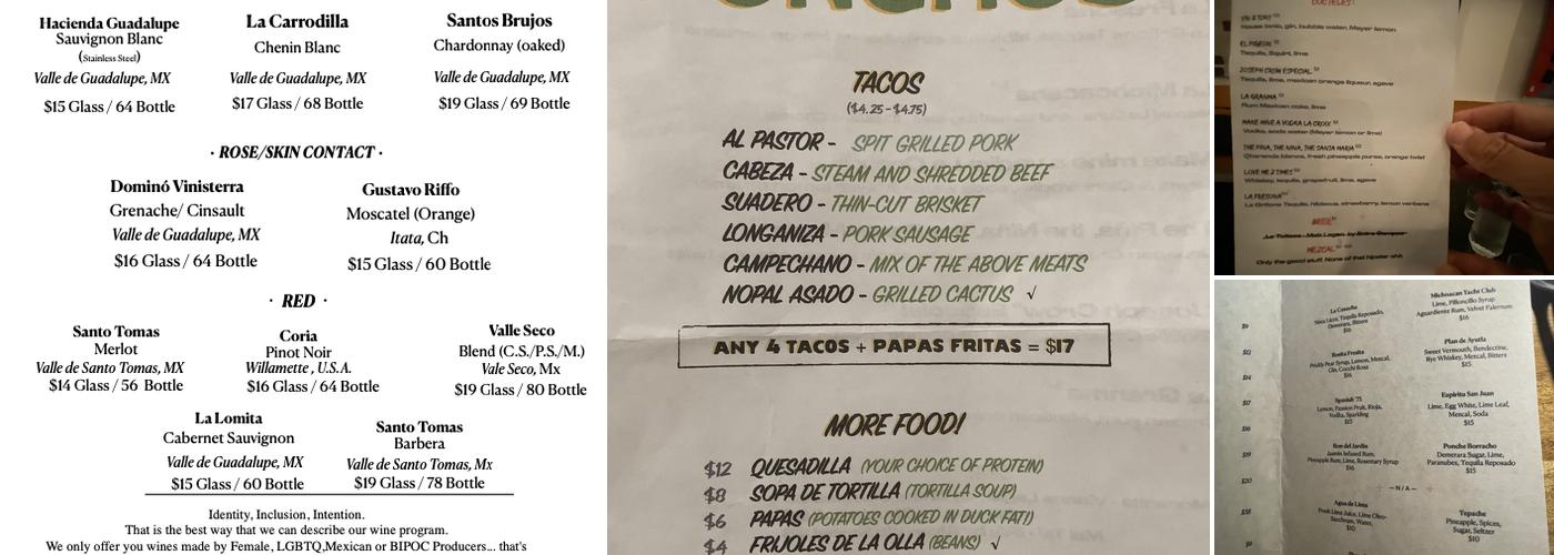Comala Menu