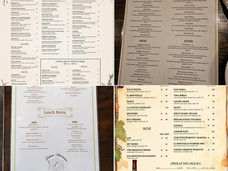 Fontina Ristorante Menu