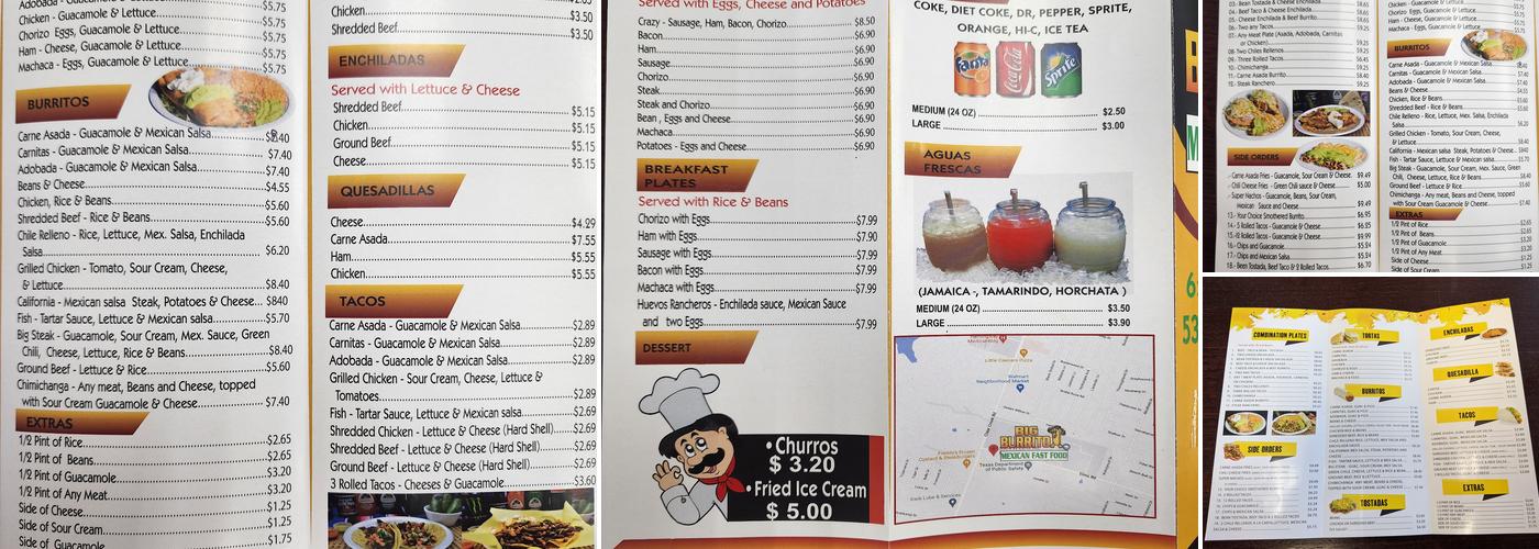 Big Burrito Menu