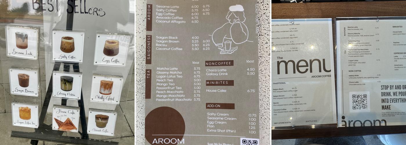 Aroom Menu