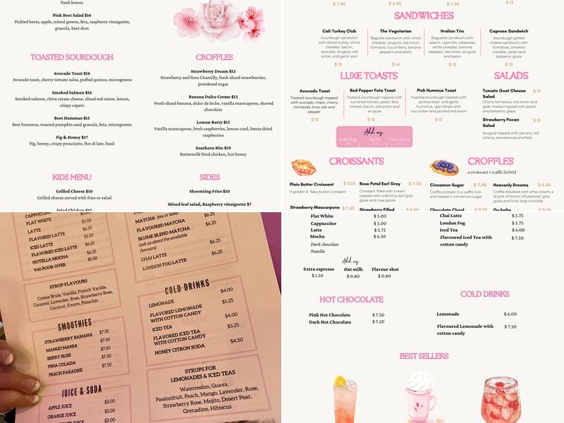 Luxe Blooms Flower Cafe Menu