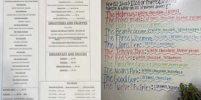 Holy Grounds (Coffee and Ice Cream) Menu