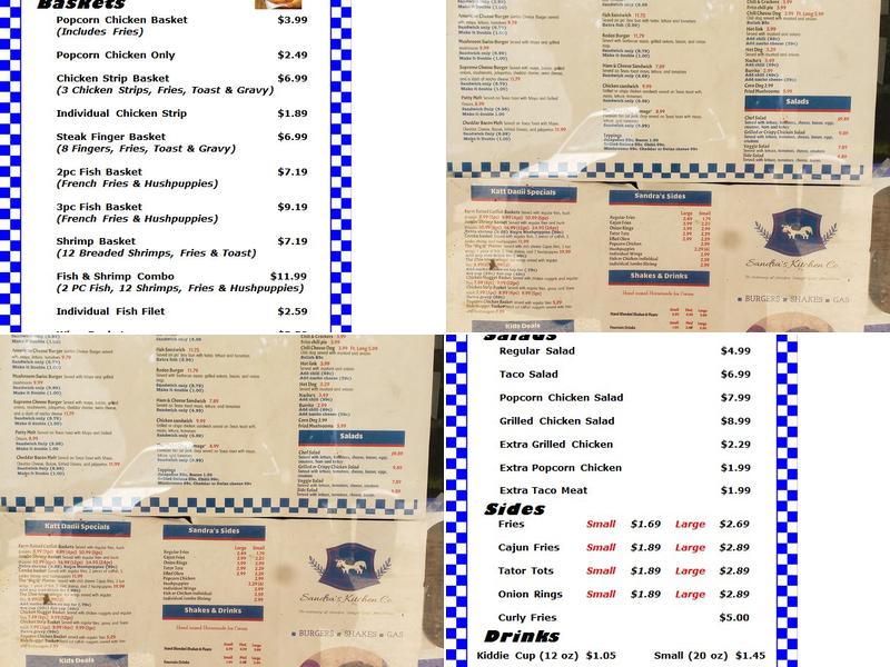 Sandra's Kitchen Co Menu