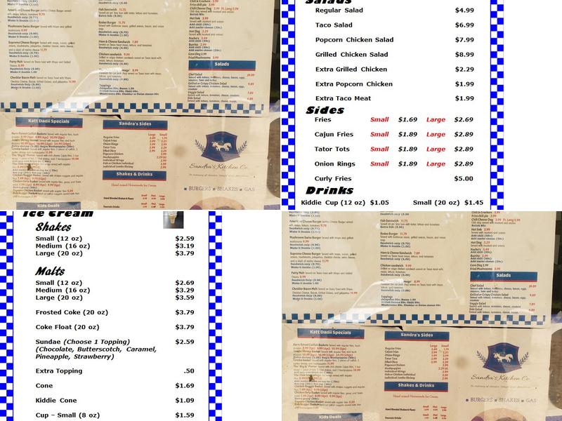 Sandra's Kitchen Co Menu