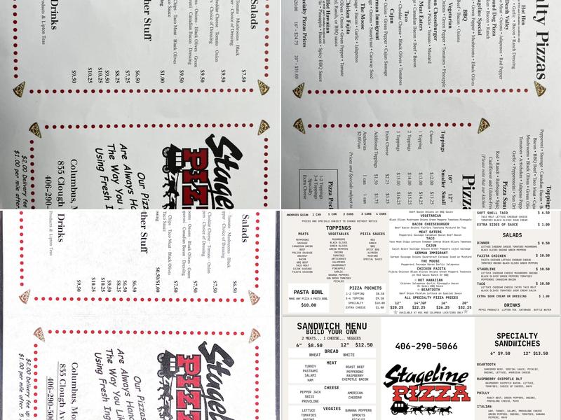 Stageline Pizza Menu