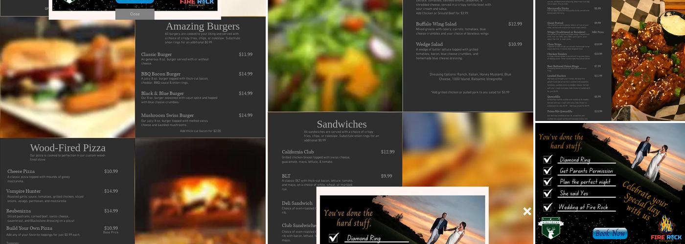 Fire Rock Menu