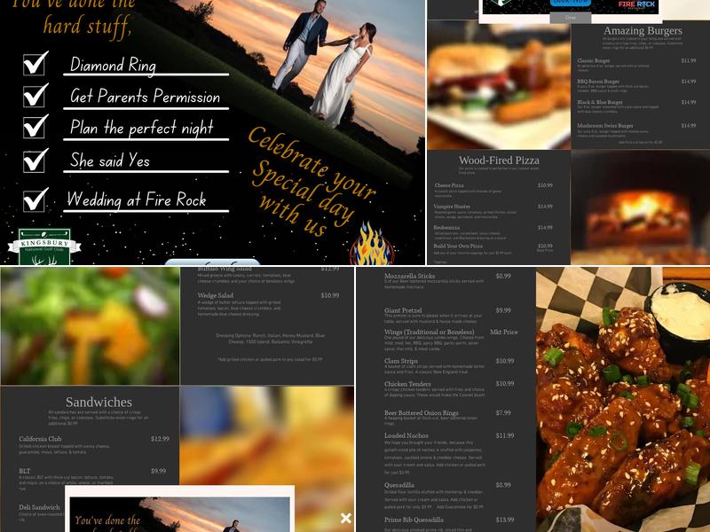 Fire Rock Menu