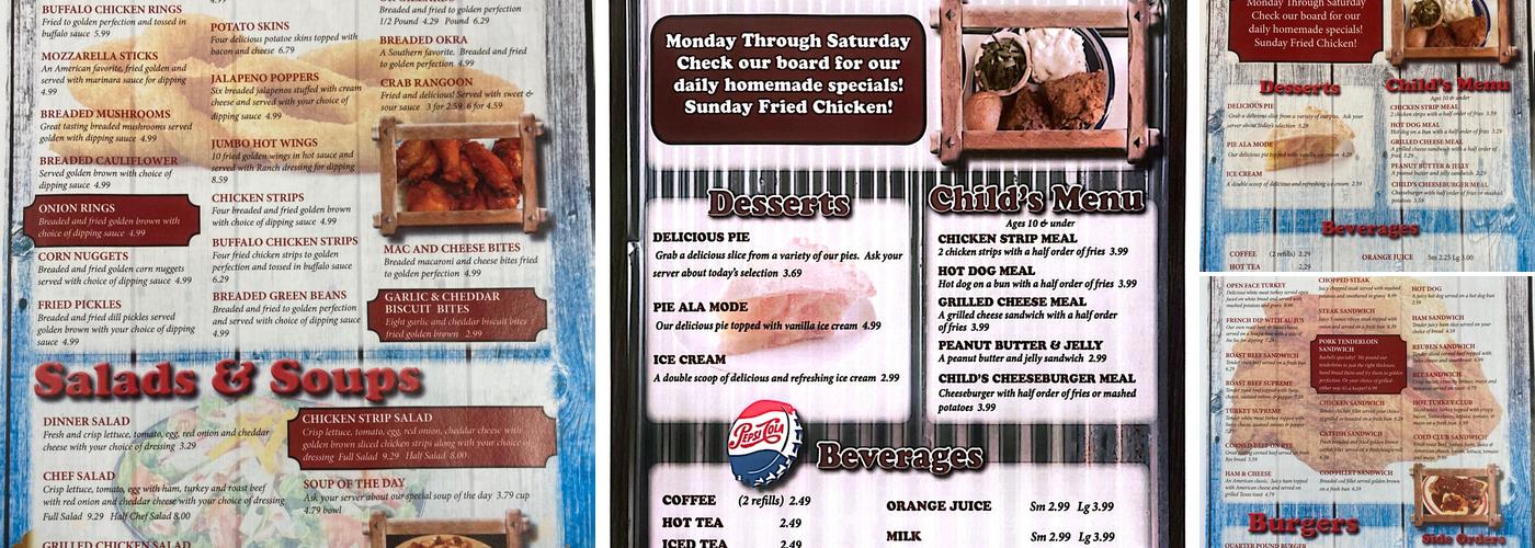 Rachel's Restaurant Menu