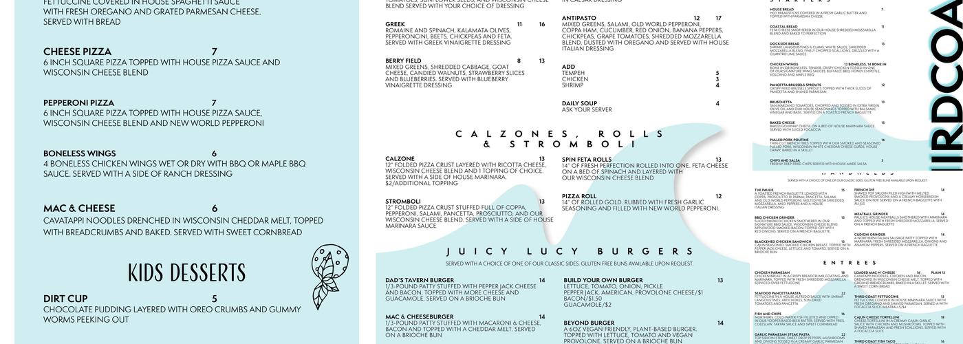 Third Coast Pizzeria Menu