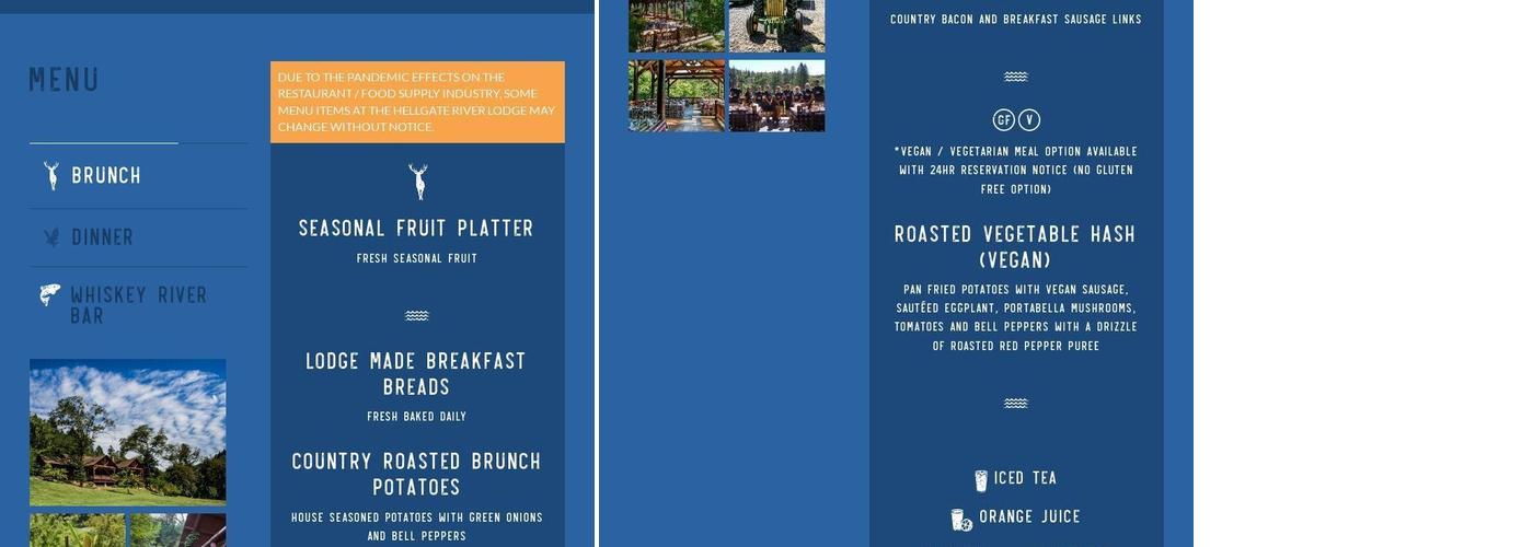 Hellgate River Lodge Menu
