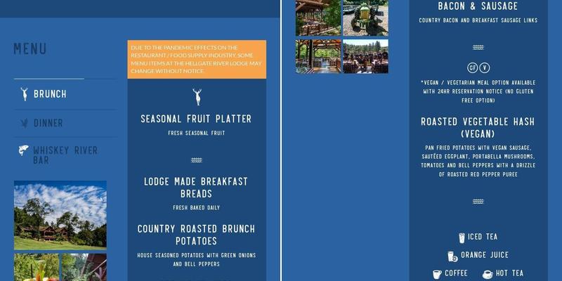 Hellgate River Lodge Menu