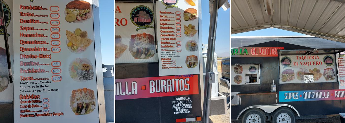 Tacos El Vaquero Menu