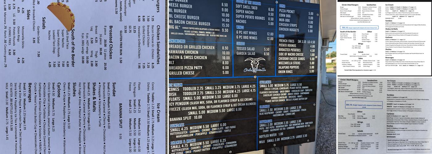 Circle E Drive-In Menu