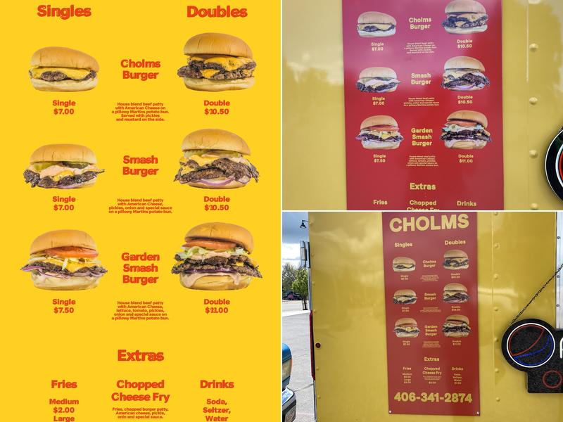 Cholms Burger Menu