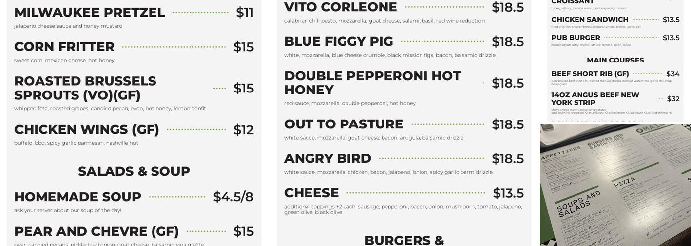 Fork & Fable Crafthouse Menu