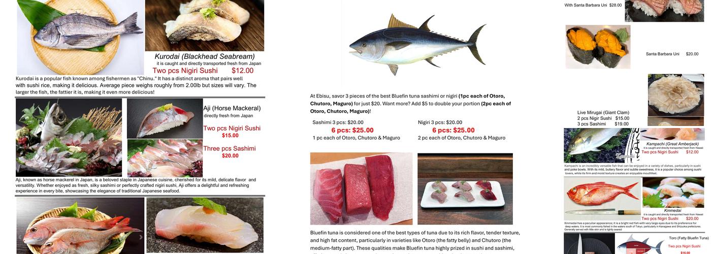 ebisu sushi Menu