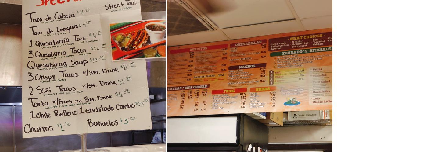 Eduardo's Taco Shop | Cave Junction Menu