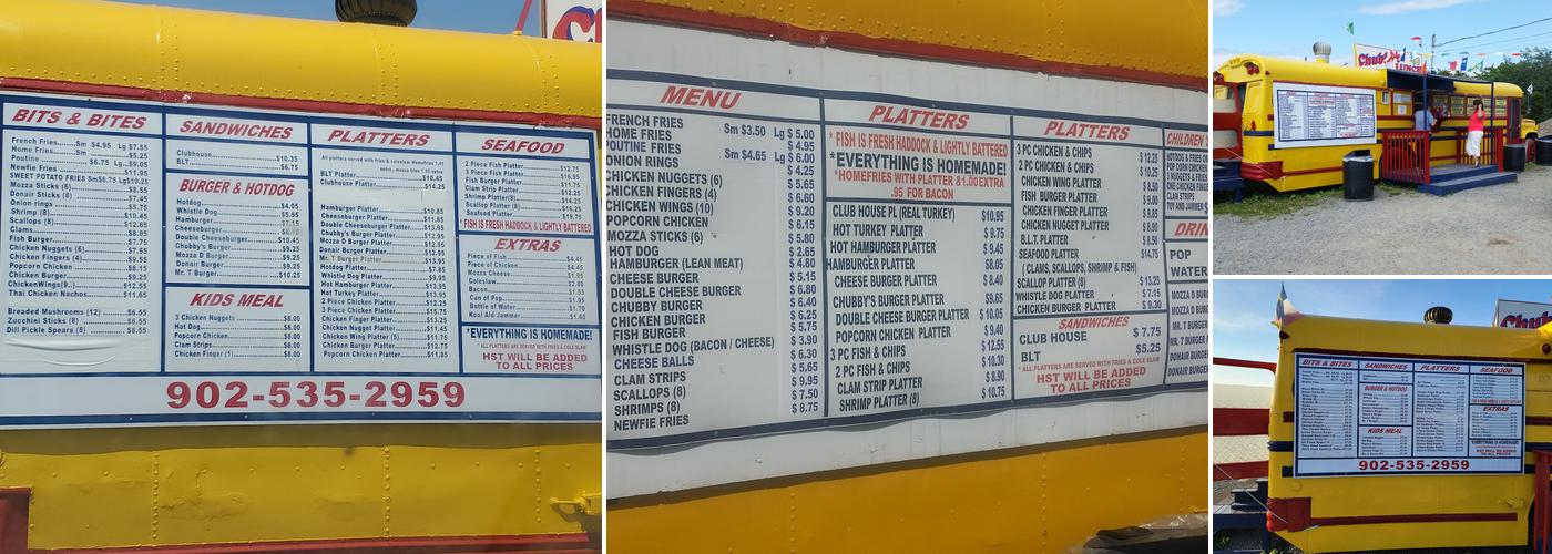 Chubby's Lunch Menu