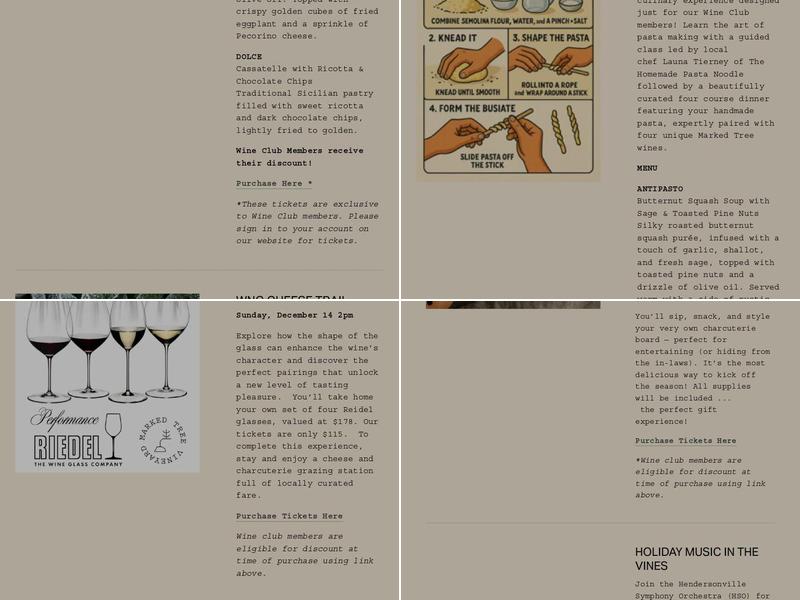 Marked Tree Vineyard Menu